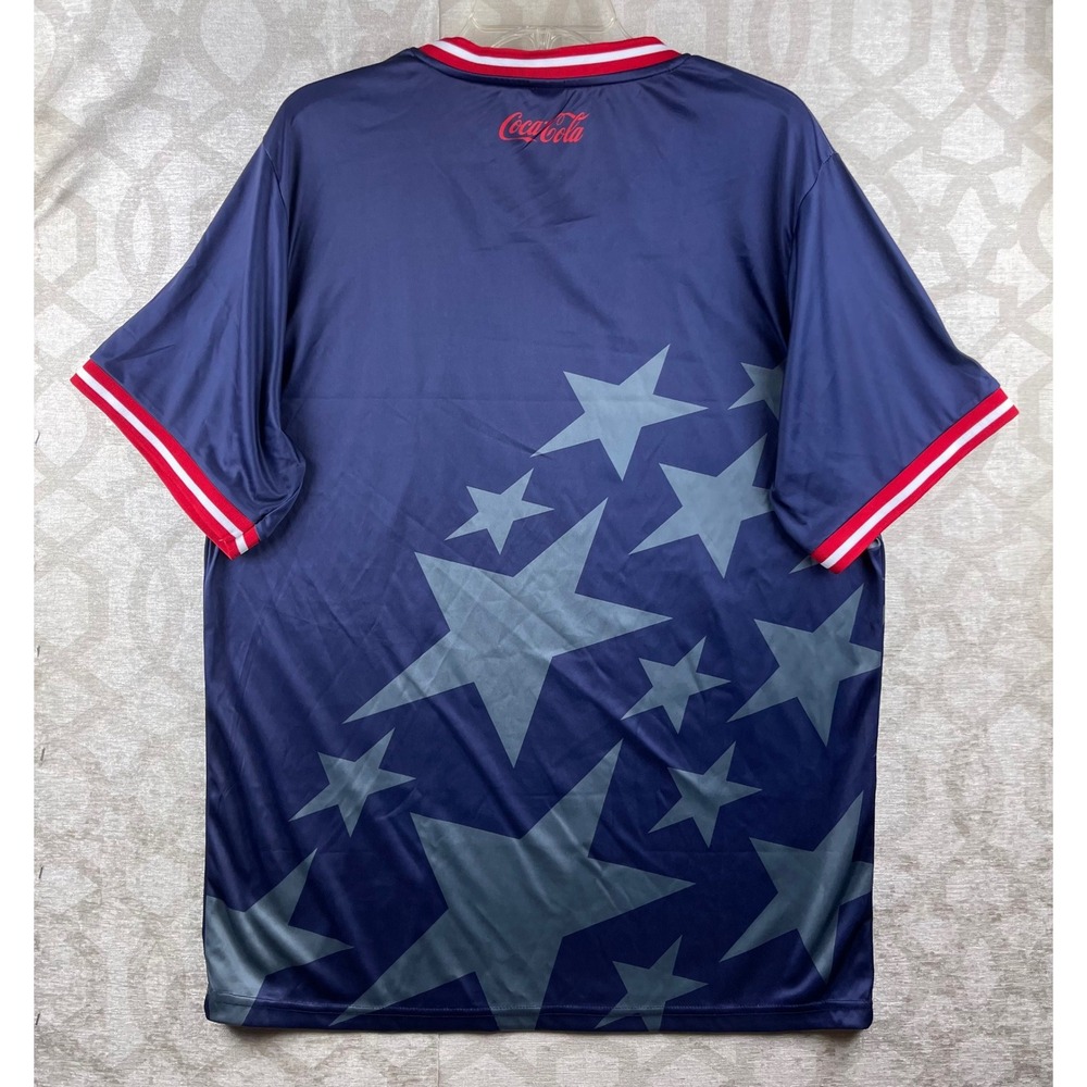 Boston Red Sox Jersey Men XL Navy Blue Excellent Coca-Cola Stars USA Flag MLB - Picture 2 of 9